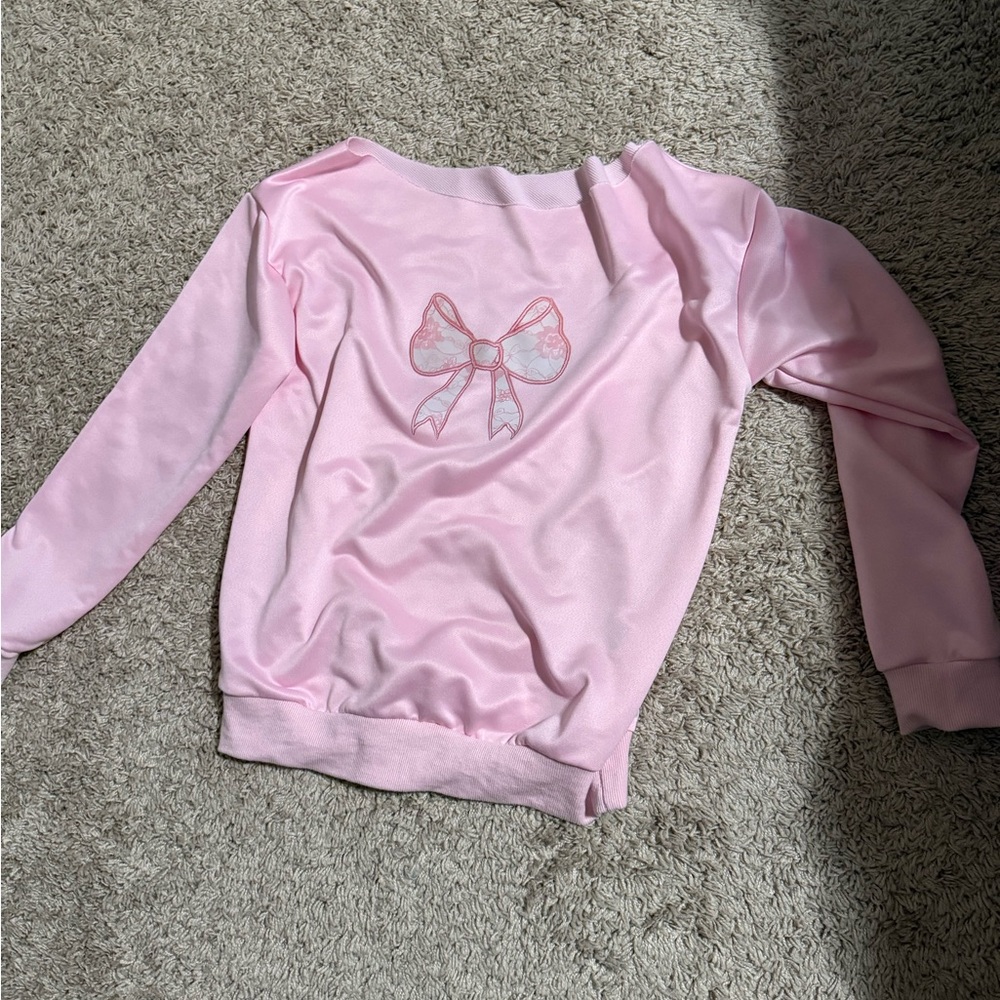 SHEIN Pink Bow Sweatshirt